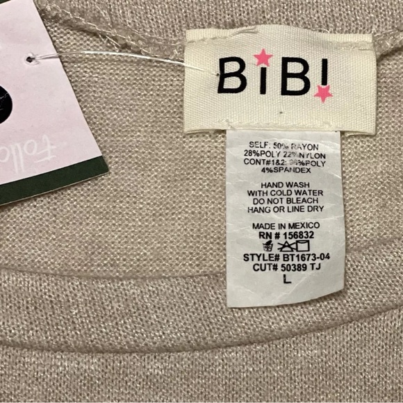 BiBi Womens Sweater Color Block Size Large Soft Office Lightweight Casual NWT - Picture 6 of 9